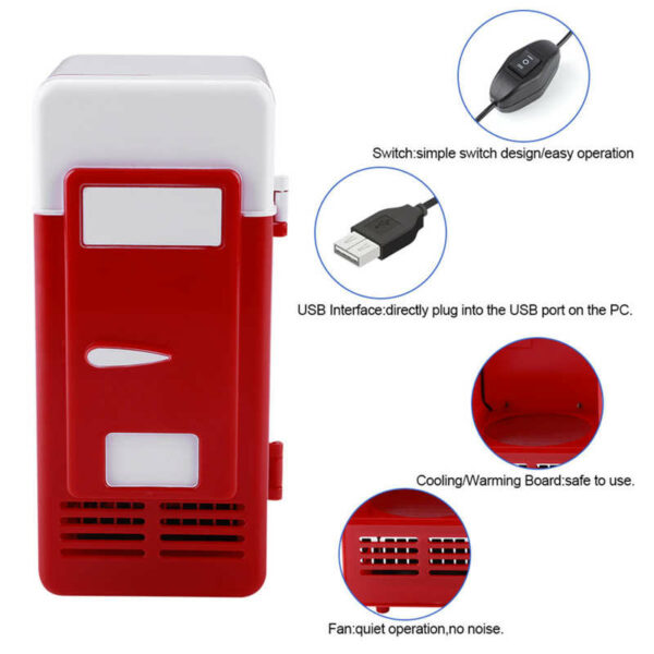 LED Mini USB Portable Refrigerator USB Refrigerator Drinks Beverage Cans Refrigerator and Heater 3