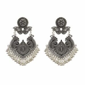 Bollywood Oxidized Jewellery Ethnic Afghan Tribal pendientes Long Tassel Bead Drop Flower Jhumka Indian Earrings Wedding Party 1