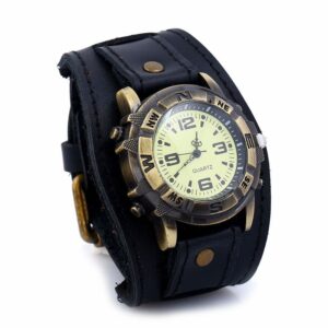 Vintage Retro  Leather Strap Watch Women Men Punk Quartz Cuff Watch Wristwatches Bracelet Bangle Casual Watches Gift 2