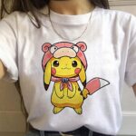 2021 Fashion Summer Pokemon T-shirt Pikachu Bulbasaur Tops Cartoons Kawaii Anime Painting Print Women Casual Clothes Tee Shirt 2