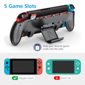 for Switch Grip Holder Adjustable Stand Handle Asymmetrical Controller Holder 5 Card Storage for Nintend Switch kit with Key Cap 2