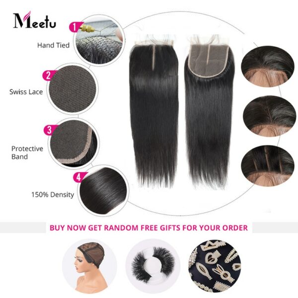 Bone Straight Human Hair Bundles With Closure Lace Closures With Bundles Brazilian Hair Weave Bundles With Closure Remy Hair 4