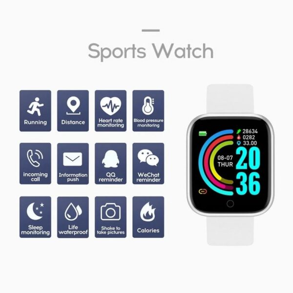 Y68 Smart Watch Child Men Women sport watch Heart Rate Blood Pressure digital led electronic Watch Bracelet for Android and IOS 4