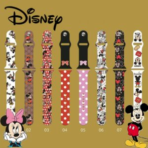Disney Mickey Apple Watch Band Silicone Strap 44mm 40mm 45mm 41mm 42mm 38mm Smart Cartoon Bracelet IWatch Series 3 4 5 6 Se 7 1