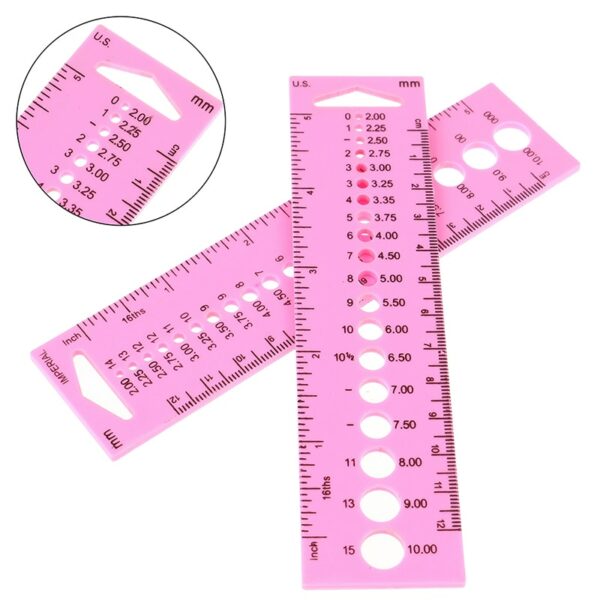 2PCS All In One Measure Ruler For Knitting Needles 2.0-10.0mm Crochet Hook Measure 12CM 3