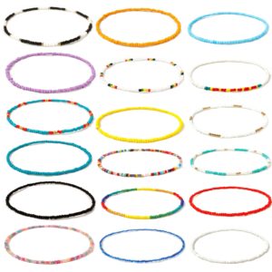 Bohemia Style Small Glass Beaded Necklace Multicolor Short Chokers Charm Necklaces Sweet Neck Jewelry For Women Girls 40cm Long 1