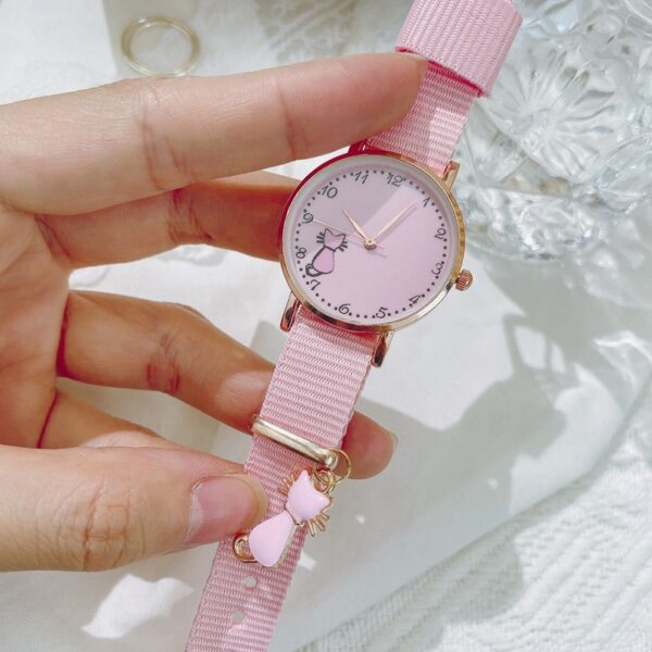 Women Sweet Pink Cartoon Cat Dial Bracelet Watch Set Cute Student Quartz Watch Montre Femme Relogio Feminino 1