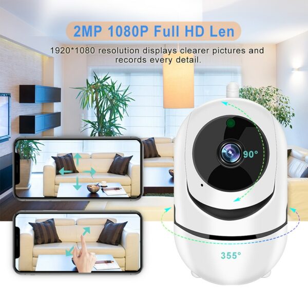 PTZ IP Camera Wifi 1080P 64GB Home Security Surveillance Auto Tracking Night Vision Two Way Audio Wireless CCTV Camera Black 2