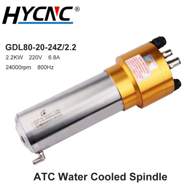 HQD 2.2KW ATC Water-Cooled Spindle ISO20 AC220V 800Hz 80MM Automatic Tool Change NPN PNP, Used For CNC Milling Machine Engraving 1