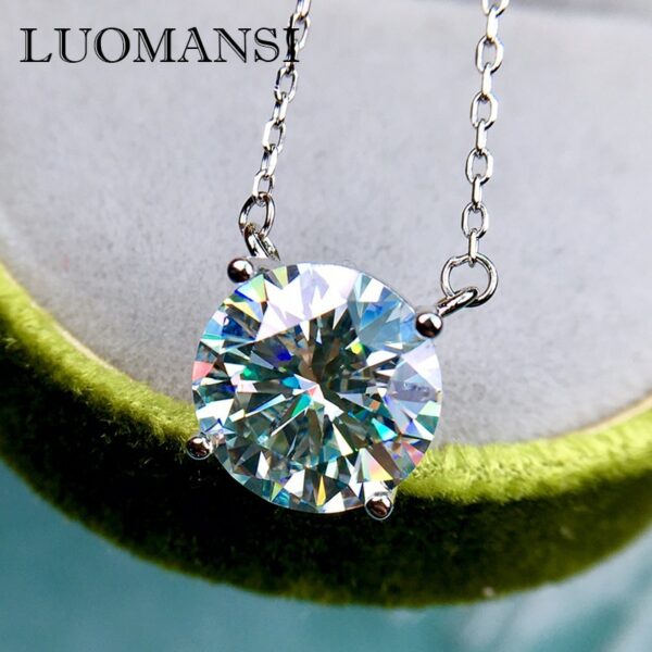 Luomansi Super Flash 5CT 11MM D Moissanite Silver Necklace Passed Diamond Test S925 Jewelry Women's Wedding Party 1