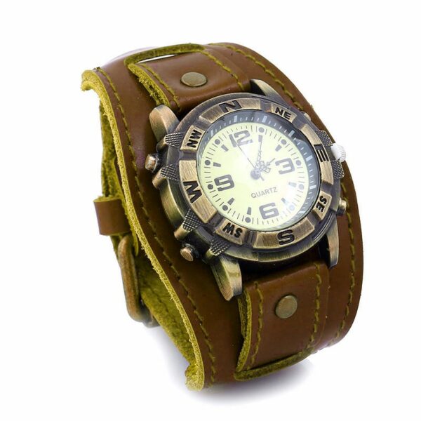 Vintage Retro  Leather Strap Watch Women Men Punk Quartz Cuff Watch Wristwatches Bracelet Bangle Casual Watches Gift 1
