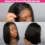 Short Bob Wig Bone Straight Human Hair Wigs for Black Women Pre-Plucked 5x5x1 Closure Wig Brazilian Hair Lace Wigs 150% Denisty 3
