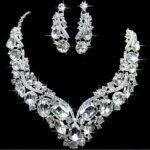 Women Luxury Wedding Prom Bridal Jewelry Sets African Beads Rhinestone Wedding Necklace Earrings Bracelet Sets Accessories 1