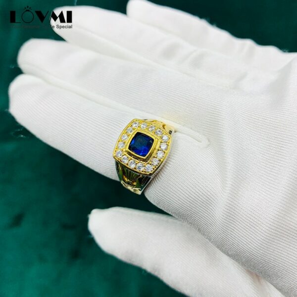 2022 Vintage Men Ring Sapphire Zircon Square Korean Decor Finger Jewelry For Business Gift Adjustable Silver Male Ring Drop Ship 3