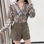 Za 2021 Fashion Women's Shorts Vintage PU Leather Shorts High Waist Undefined Drapped Trousers Female Office Wear Shorts 3