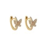 Aide Gold Color Silver Color Crystal Butterfly Hoop Earrings Women Half Circle Zircon Pave Small Huggies 10mm Pendientes Jewelry 3