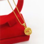 24K Yellow Gold Jewelry Sets For Women Hollow Ball Bead Pendant Necklace Earrings 2 pcs Wedding Jewelry Set Accessories Bijoux 3