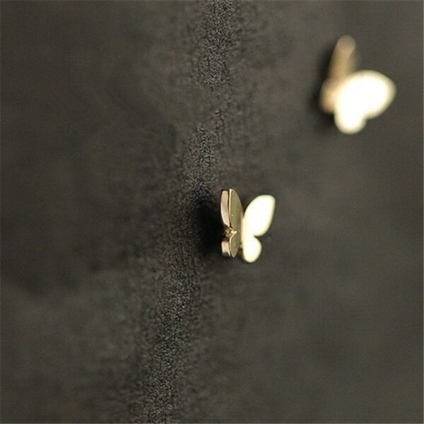 925 Sterling Silver Plating 14k Gold Simple Shiny Glossy Butterfly Earrings Women Korean Sweet Student Jewelry Accessories 4