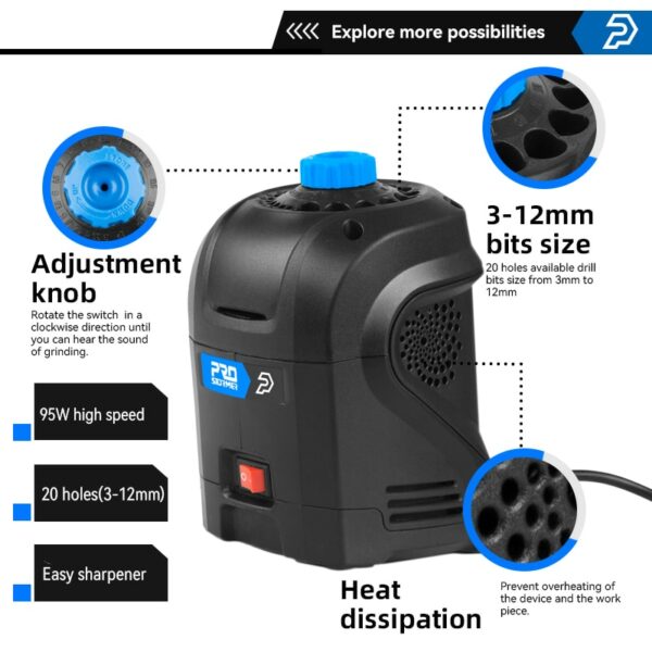 Electric Drill Bits Sharpener 95W Twist Drill Grinding Machine High Speed 3-12mm Automatic Grinding Power Tools by PROSTORMER 3