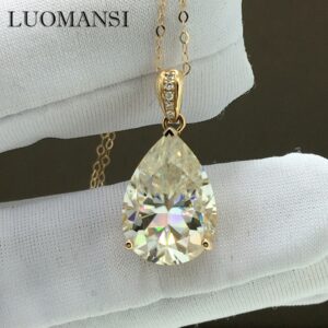Luomansi VVS1 D Color 5CT Drop Shape Moissanite 18K Rose Gold Necklace Women's Jewelry Wedding Engagement Party Birthday Gift 1