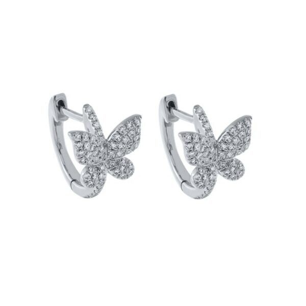 Aide Gold Color Silver Color Crystal Butterfly Hoop Earrings Women Half Circle Zircon Pave Small Huggies 10mm Pendientes Jewelry 4