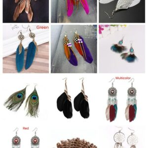 2019 New Bohemia Feather Tassel Earrings For Women India Style Feather Charm Dangle Earrings Ethnic Tribal Hippie Jewelry Gift 1