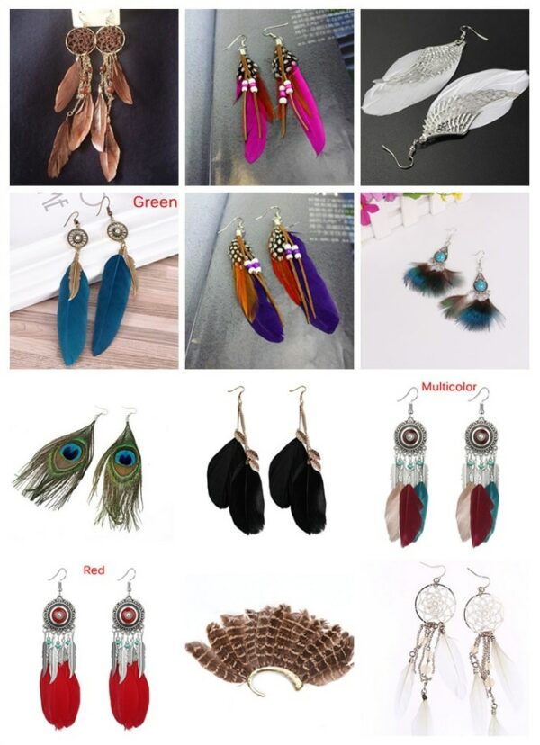 2019 New Bohemia Feather Tassel Earrings For Women India Style Feather Charm Dangle Earrings Ethnic Tribal Hippie Jewelry Gift 1