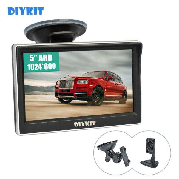DIYKIT 5" 1024*600 IPS AHD Car Rear View Monitor Parking Backup Monitor with Suction Cup and Bracket for MPV SUV Horse Lorry 1
