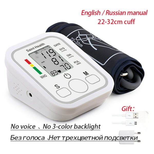 For Russian Tonometer Automatic Arm Digital Blood Pressure Monitor Digital lcd Sphgmomanometer Heart Rate Pulse Meter BP Monitor 2