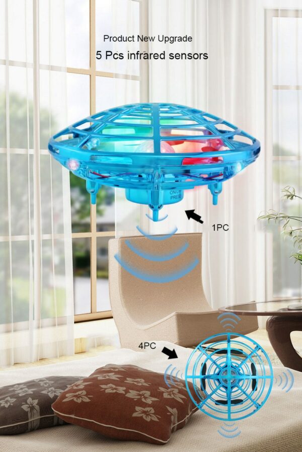 HGRC Mini RC UFO Drone With LED Light Gesture Sensing Electric Flying Quadcopter Anti-collision Induction Dron Toys for children 5