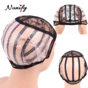 Wave Cap Hair Nets Dissolve Paper Weaving Wig Cap For Hair Bundles Wig Making Base Black S M L Three Size Soft Dome Cap 1