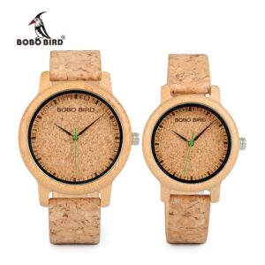 BOBO BIRD Lovers Watches Wooden Timepieces Handmade Cork Strap Bamboo Women Watch Luxury in Box Custom Logo Drop Shipping 1