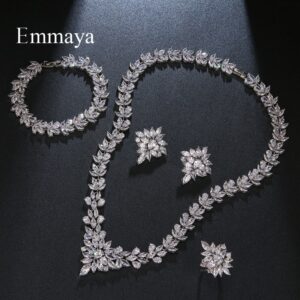 Emmaya Luxury Style Flower Shape Fascinating Design Four-piece Set Fashion Necklace For Female Brilliant Jewelry Party Dress-up 2