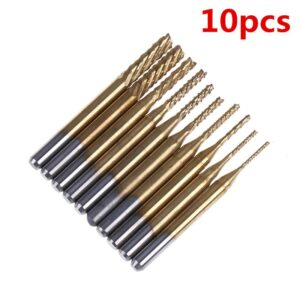 10pcs Mini 0.8-3.175mm 3.175 Dia CNC End Mill Cutter PCB Carbide Router Bits Kit Set For Milling Tool 1