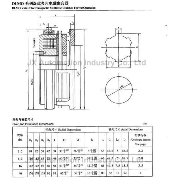 DLM0-6.3 DLM0-6.3AZ Wet Multi-disc Electromagnetic Clutch DC24V Lathe Accessories Coil Outer Diameter 116mm Holes 40*35*10mm 3