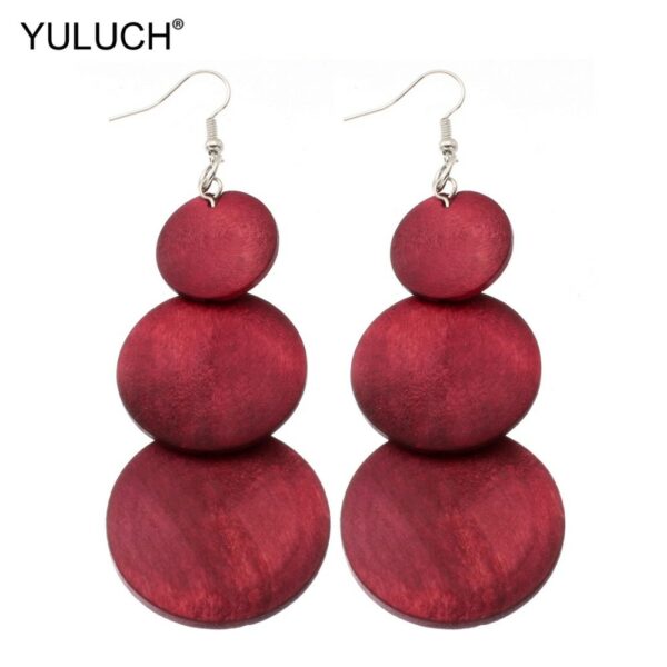 YULUCH 2019 Natural Painted Wood Ethnic Women African Pendant Pompom Pom Pom Fashion Girl Lady Jewelry Drop Earrings Party Gift 3