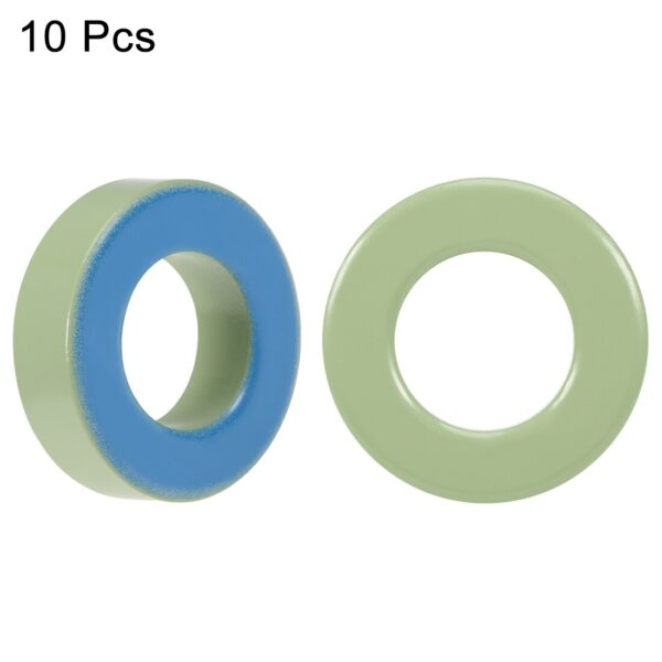 uxcell 10pcs 21.3 x38.8 x 11.2mm Ferrite Ring Iron Powder Toroid Cores Light Green Blue 2