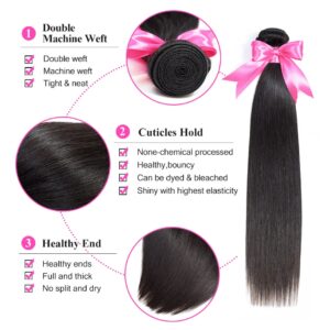 Brazilian Straight Remy Hair 36 40 Inch Human Hair Bundles With 13X4 Lace Frontal Promqueen Human Hair Ear To Ear 4X4 Closure 2