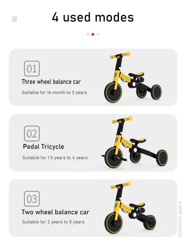 Uonibaby 4  into 1 Children Bicycle Tricycle Two Wheel Bike Baby Balance Bike Kids Scooter Baby Stroller for 1-6 Years Old 3