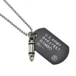 High Quality Fashion Men Military Charm Dog Tags SINGLE EMBOSSED Chain Pendant Necklace Jewelry Gift  Jewelry Stainless Steel 5