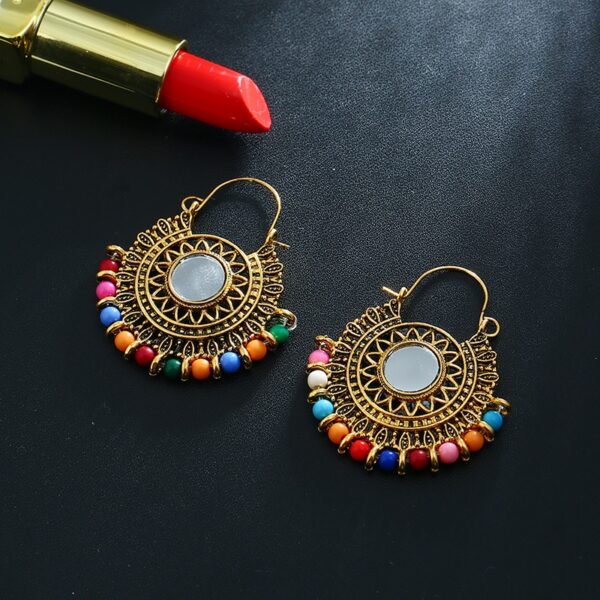 Afghan India Jhumka Golden Tassel Statement Earring Resin Bead Drop Pendientes Hippie Tribal Egypt Nepal Gypsy Oorbellen Jewelry 4