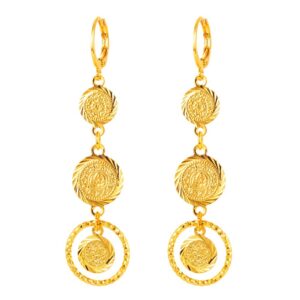 Women Arab Style Gold-color Ancient Coins Dangle Drop Earrings Jewelry 1