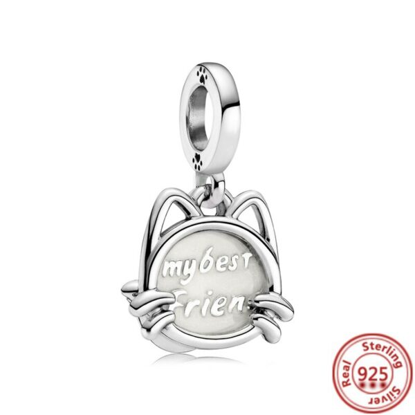 925 Sterling Silver Paw imprint Pet Dog Cat Cute Puppy Pendant Beads Fit Original Pandora Charms Bracelet Women Fine DIY Jewelry 4