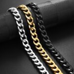 Stainless Steel Chain Necklace for Men Women Curb Cuban Link Chain Black Gold Silver Color Punk Choker Fashion Male Jewelry Gift 3