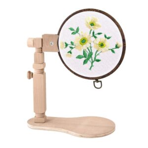 Wooden Embroidery Hoop Adjustable Desktop Stand Cross Stitch Rack Frames Rings For Adults Mother Gifts DIY Sewing Tool 1