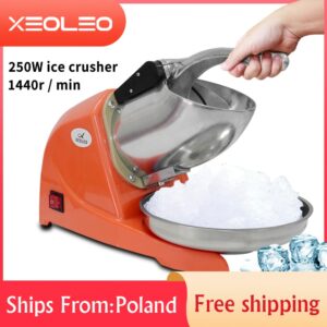 XEOLEO Ice Crusher Multifunctional Electric Automatic Ice Crusher Snow Cone Maker Shaved Ice Machine Double Blade 110/220V 1