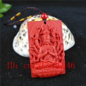 Chinese Natural Red Organic Cinnabar Bodhisattva Necklace Pendant Men Lucky Charm Jewellery Buddhism  Amulet Hot 2