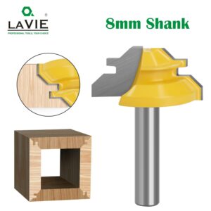 LAVIE 1 pc 8mm shank 45 Degree Lock Miter Router Bit Tenon Milling Cutter Woodworking Tool For Wood Tools Carbide Alloy MC02010 1