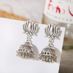 Egypt Vintage Gold Silver Color Lotus Jhumka Bells Tassel Earrings For Women Turkish Tribal Gypsy Indian Jewelry 3