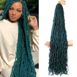 Crochet Hair Soft Faux Locs 36 Inch Long Curly Dreadlocks Hair Extensions Green Mix Blue Ombre Braiding Hair Pre Looped 1